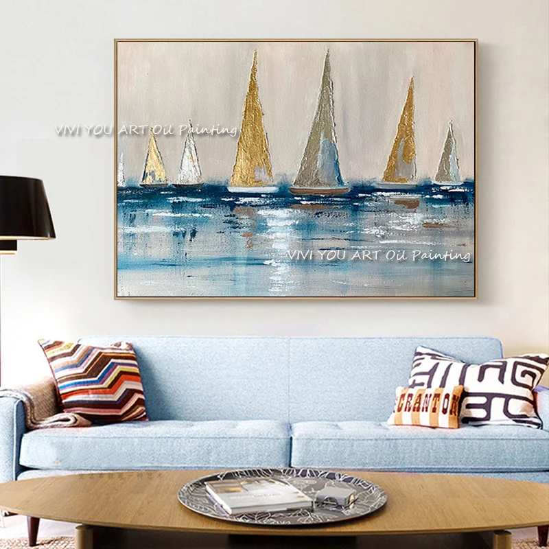 100 Handmade Abstract Pictures Gold And Silver Canvas Wall Art Gold