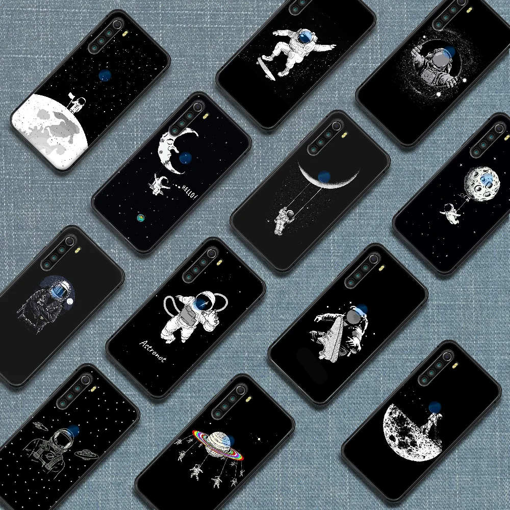 Astronaut Cartoon Cosmos Phone Case For Xiaomi Redmi Note 7 8 8T 9 9S 4X 7A 9A K30 Pro Ultra black Bumper Tpu Etui Silicone | Мобильные