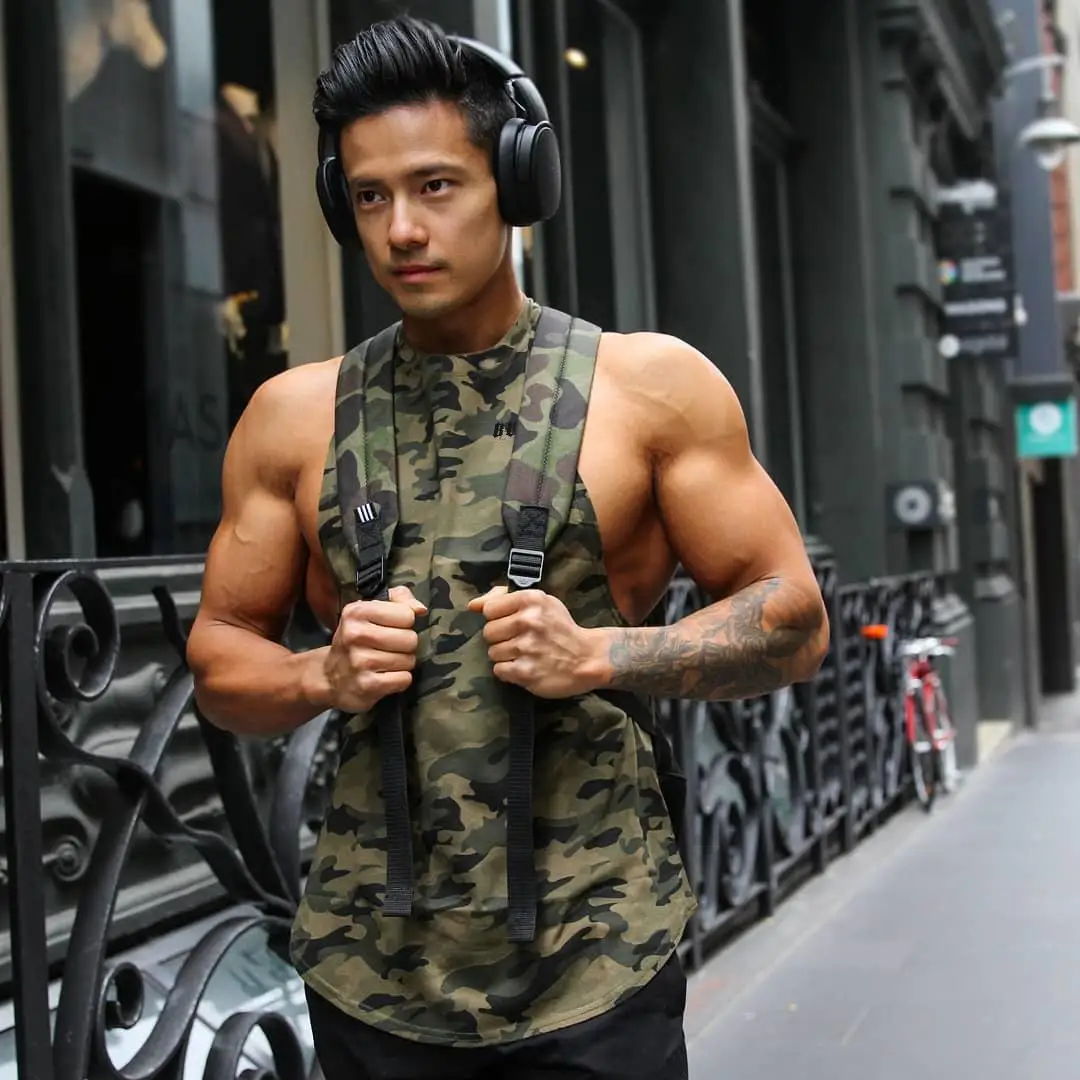 

Muscle's new summer loose-fitting vest for men sport workout top for running training camouflage vest for quick drying