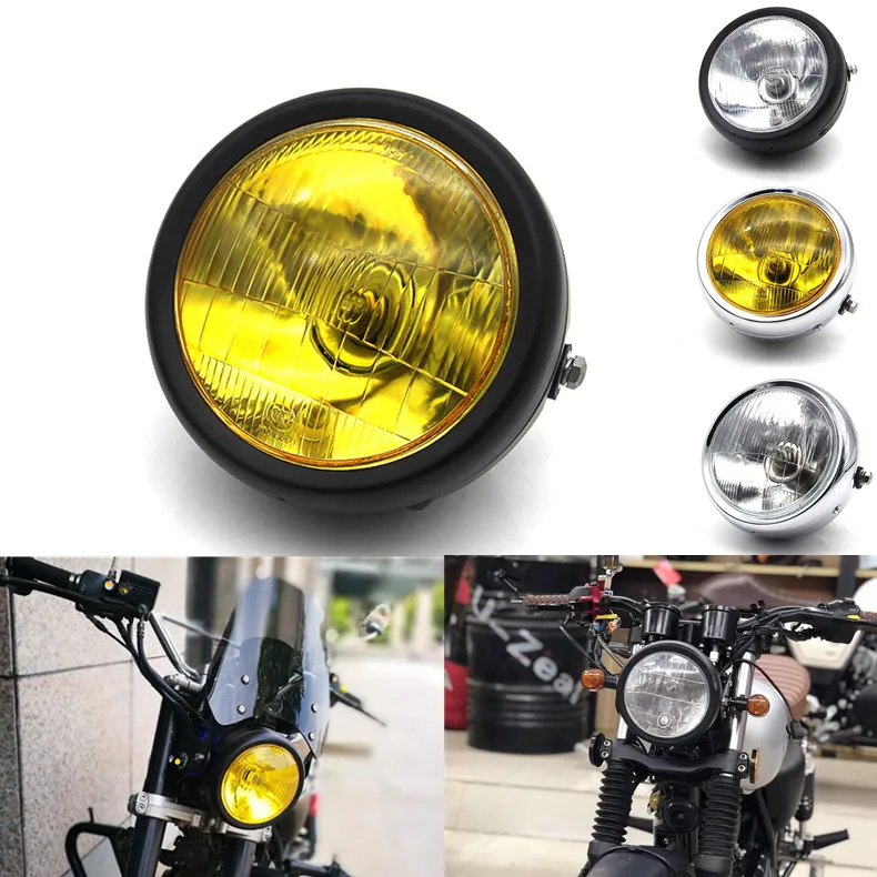 

DC 12V Motorcycle Refit Headlight Vintage Round Motorcycle Head Light Scooter Motorbike Motor Front Headlights Lamp Universal