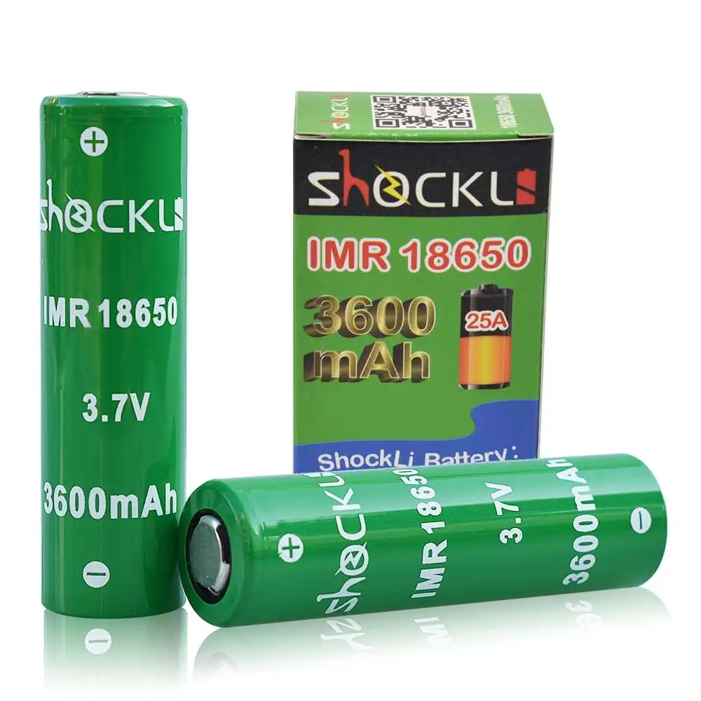 2 шт 3,7 V Shockli IMR 18650 аккумулятор 3600mAh 20A литий-ионная аккумуляторная батарея с плоским верхом чехол для фонарика