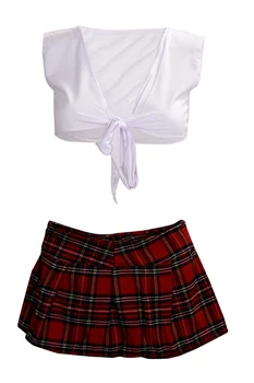 

White with Red School sexy lingerie Game uniform Student japanese kimono girls Maid Costumes erotic clothing pyjamas Charm linge