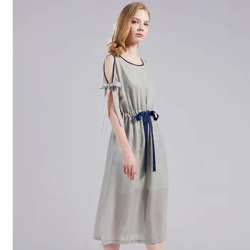 

New two-piece straight loose green white embroidered shirt feminine mid-length dress 2020 summer yosucoun