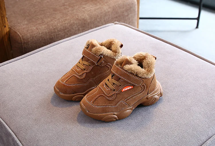 Fashion New Winter Children Boots Thick Warm Shoes Cotton-Padded Boys Girls Boots Boys Snow Boots Kids Slip on Sneakers