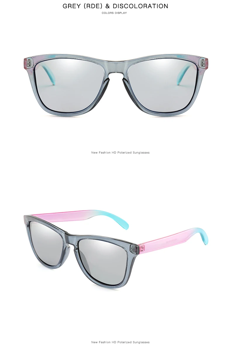 Мужские и женские фотохромные солнцезащитные очки, классические квадратные солнцезащитные очки, женские поляризованные градиентные оправы, фирменный дизайн, защита от уф400 лучей