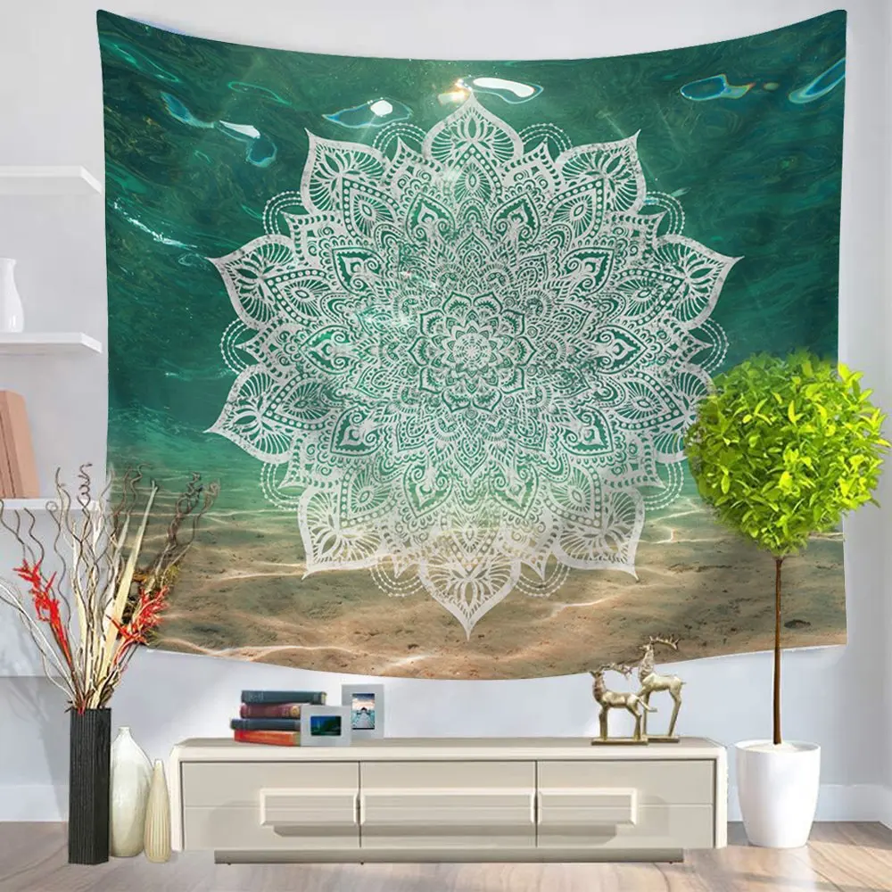 Интересный натуральный настенный подвесной леска Lotus Sea Bottom чакра геометрический ковер гостиная украшение большой полиэстер коврик для пикника
