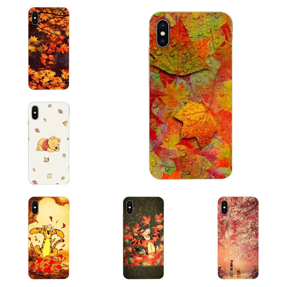 Soft Transparent Shell Covers For Apple iPhone 11 Pro X XS Max XR 4 4S 5 5C 5S SE 6 6S 7 8 Plus Poohs Autumn Leaves | Мобильные