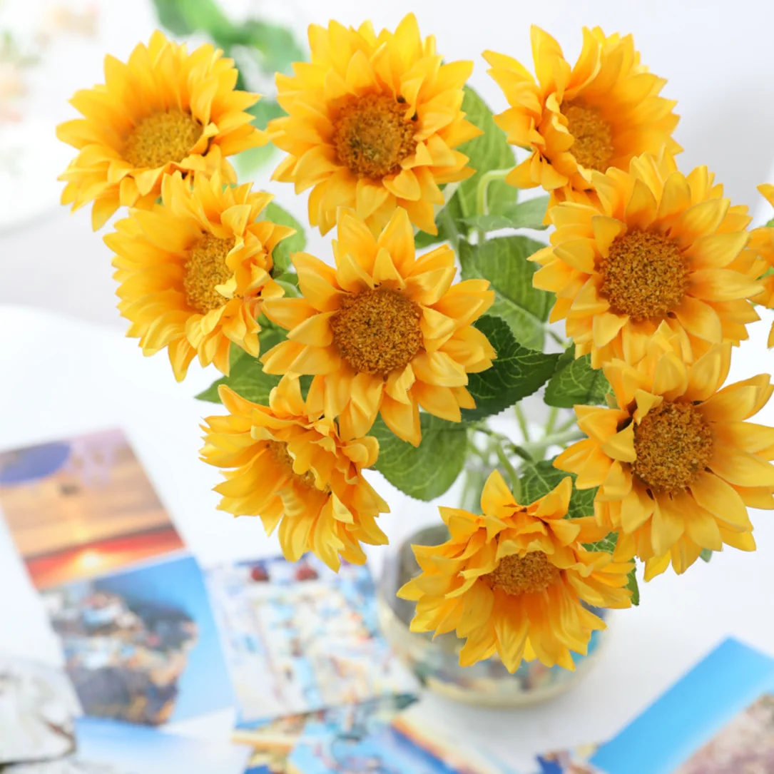 

1 Lot 10 PCS Single stems Artificial Sunflowers Wedding Party Home Decoration Gift F649