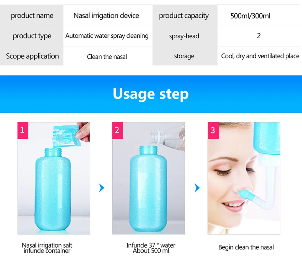 Cofoe Nose Cleaner 300ml/500ml Neti Pot Nasal Wash With Nose Wash Salt Nasal Cleaner For Sinusitis Sinusite Allergies Nose Rinse