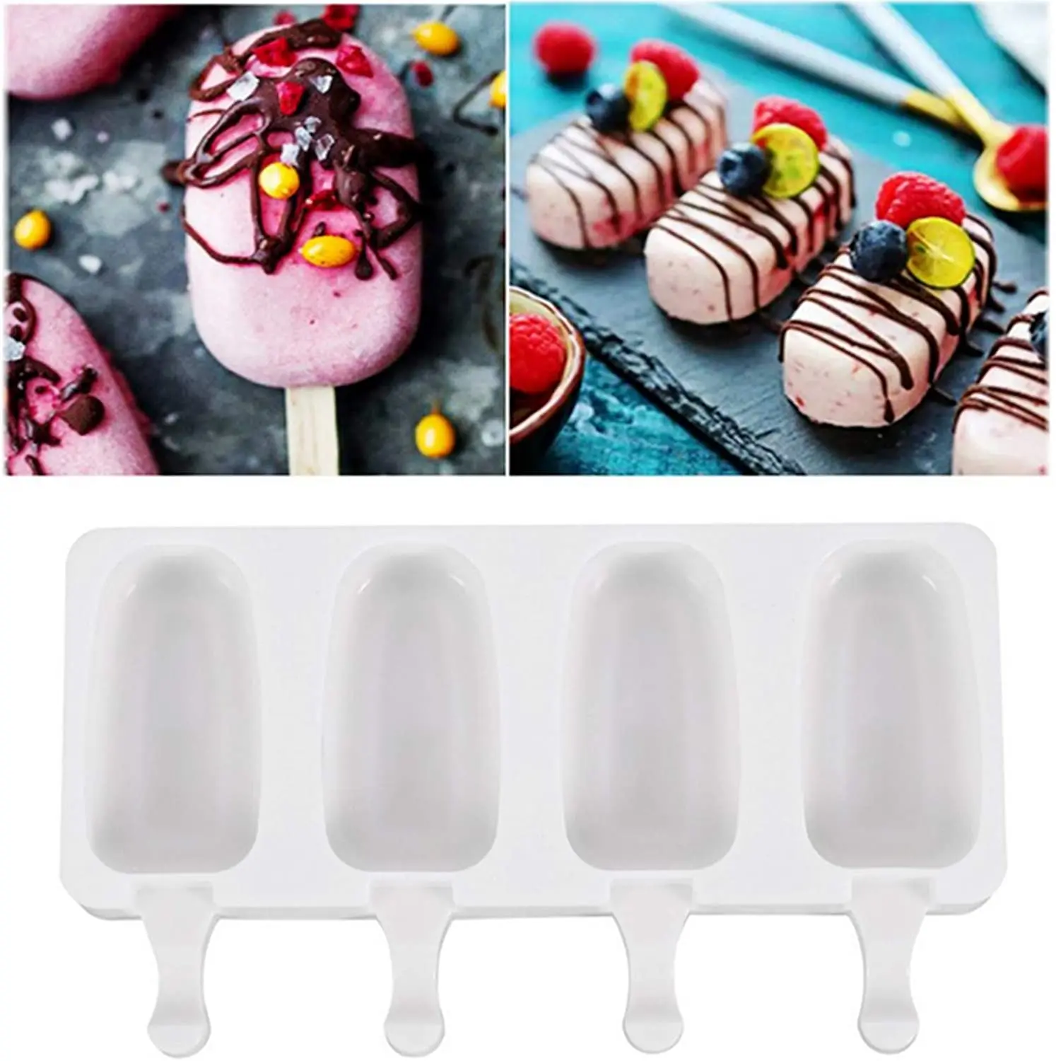 4/8 Holes Silicone Ice Cream Mold Ice Cube Tray Chocolate Popsicle Moulds DIY Dessert Homemade Baking Tools IcePop Makers