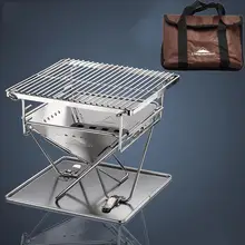 Outdoor Stainless Steel Grill Barbecue Grill with Storage Bag Grilled Net Outdoor Camping Kitchenware Barbecue Grill