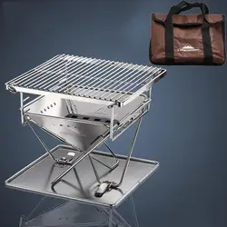 Outdoor Stainless Steel Grill Barbecue Grill with Storage Bag Grilled Net Outdoor Camping Kitchenware Barbecue Grill