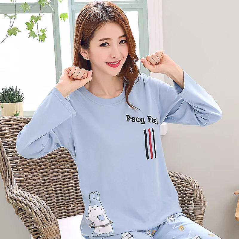 

2020 Spring New Style Hula Hoop Rabbit Long Sleeve Pajamas Women's M -Xxl