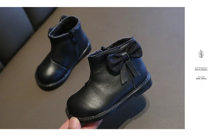 Girls Shoes Autumn Winter Bow-knot Microfiber Leather Winter Infant Toddler Boots Non-slip Rubber Toddler Girl Boots Princess