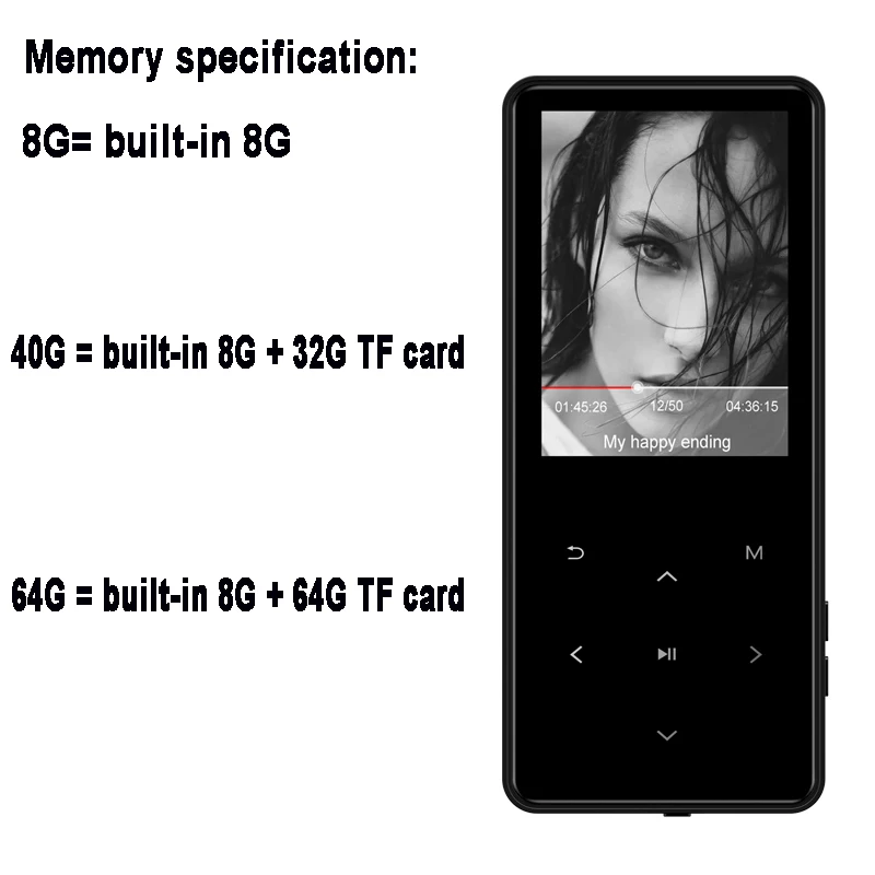 Bluetooth 4,2 MP4 плеер сенсорный ключ встроенный динамик HiFi Металл Мини Портативный Walkman с радио FM Запись электронная книга