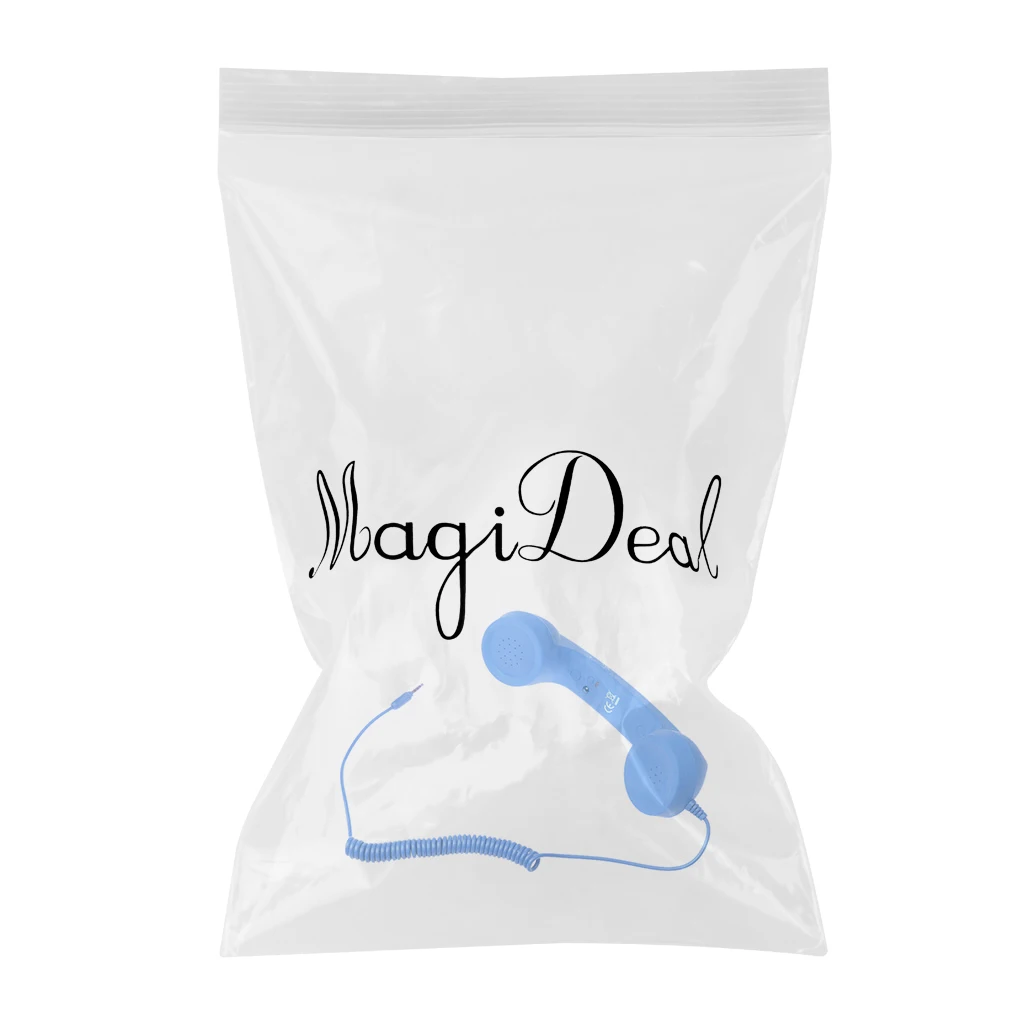 Retro Classic Comfort Telephone Handset 3.5mm Mini Microphone Speaker Phone Call Receiver Blue