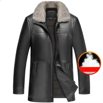 

Genuine Leather Winter Jacket Mink Fur Collar Sheepskin Coat for Men Warm Down Jackets 4xl Manteau Homme Hiver MY1826