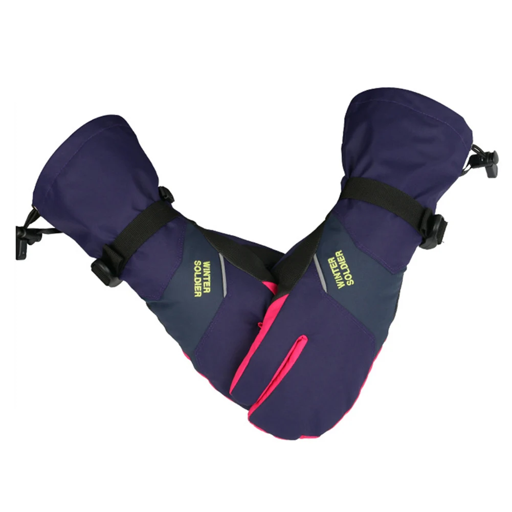 Fuchsia Мужские лыжные перчатки, флисовые перчатки для сноуборда, снегохода, езды на мотоцикле, зимние перчатки, ветрозащитные, водонепроницаемые, унисекс, зимние перчатки - Цвет: Fuchsia