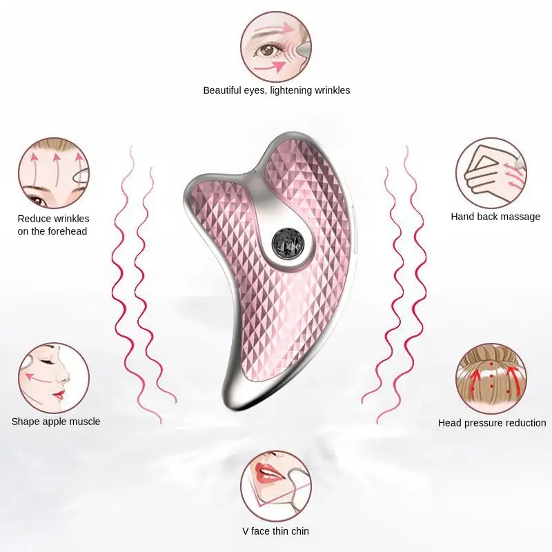 Electronic Beauty Gouache Scraper Facial massager Vibration Constant Temperature Heating Firming Skin Guasha Scraping