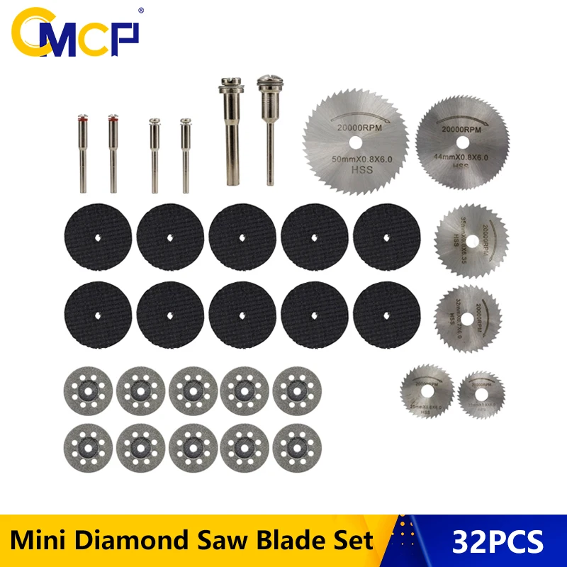 Juego de hojas de sierra de diamante, 32 Uds., Mini hoja de sierra Circular HSS para herramientas rotativas Dremel, discos de corte de resina para ruedas