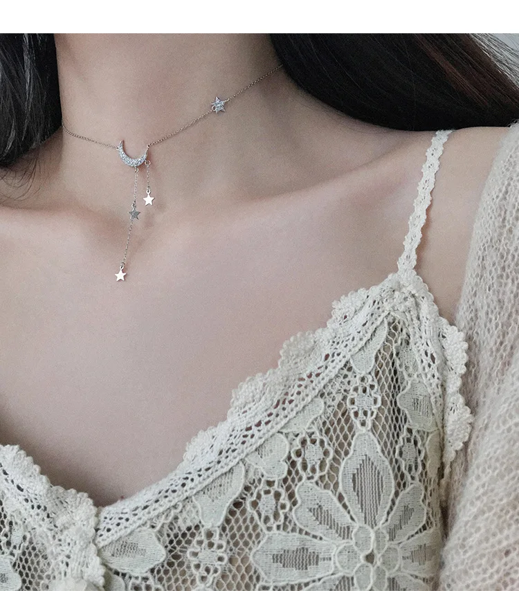 Женское колье чокер Chuyau Серебряное из стерлингового серебра 925 пробы со звездой и