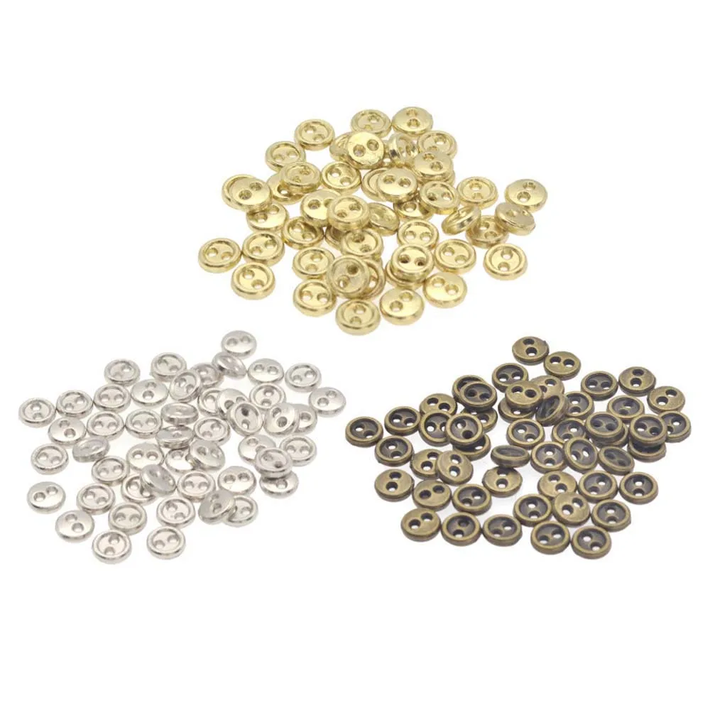 

50pcs Metal Button DIY Handmade Mini Doll Button Sewing 2-Holes 3mm 4mm Flatback Button Scrapbooking Accessorie
