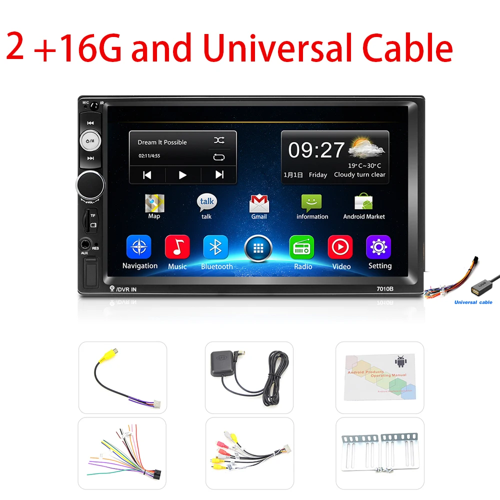 2 16 G Universal Camecho Android 8,1 2Din Автомобиль Радио 7 ''HD 1080P автомобильная стереосистема радио Универсальный gps Bluetooth WI-FI FM Авто Радио Suppport сзади Камера - Цвет: 2 16 G Universal