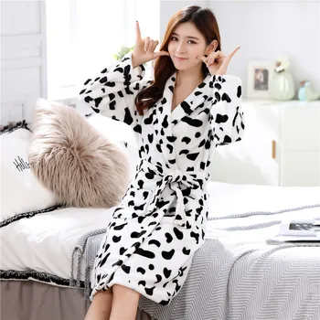 

Plus Size Winter Women Kimono Robe Gown Keep Warm Homwear Sleepwear Soft Flannel Bath Gown Comfortable Casual Nightgown Pajamas