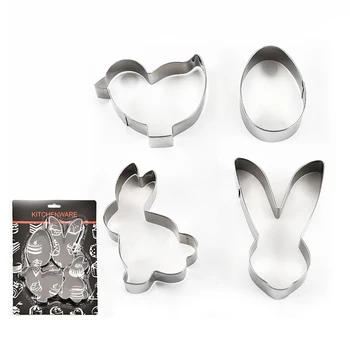 

4pcs/Set Stainless Steel Biscuit Cookie Mold Easter Bunny Pattern 3D Cookie Cutter DIY Baking Decor Pastry Modelling Tool