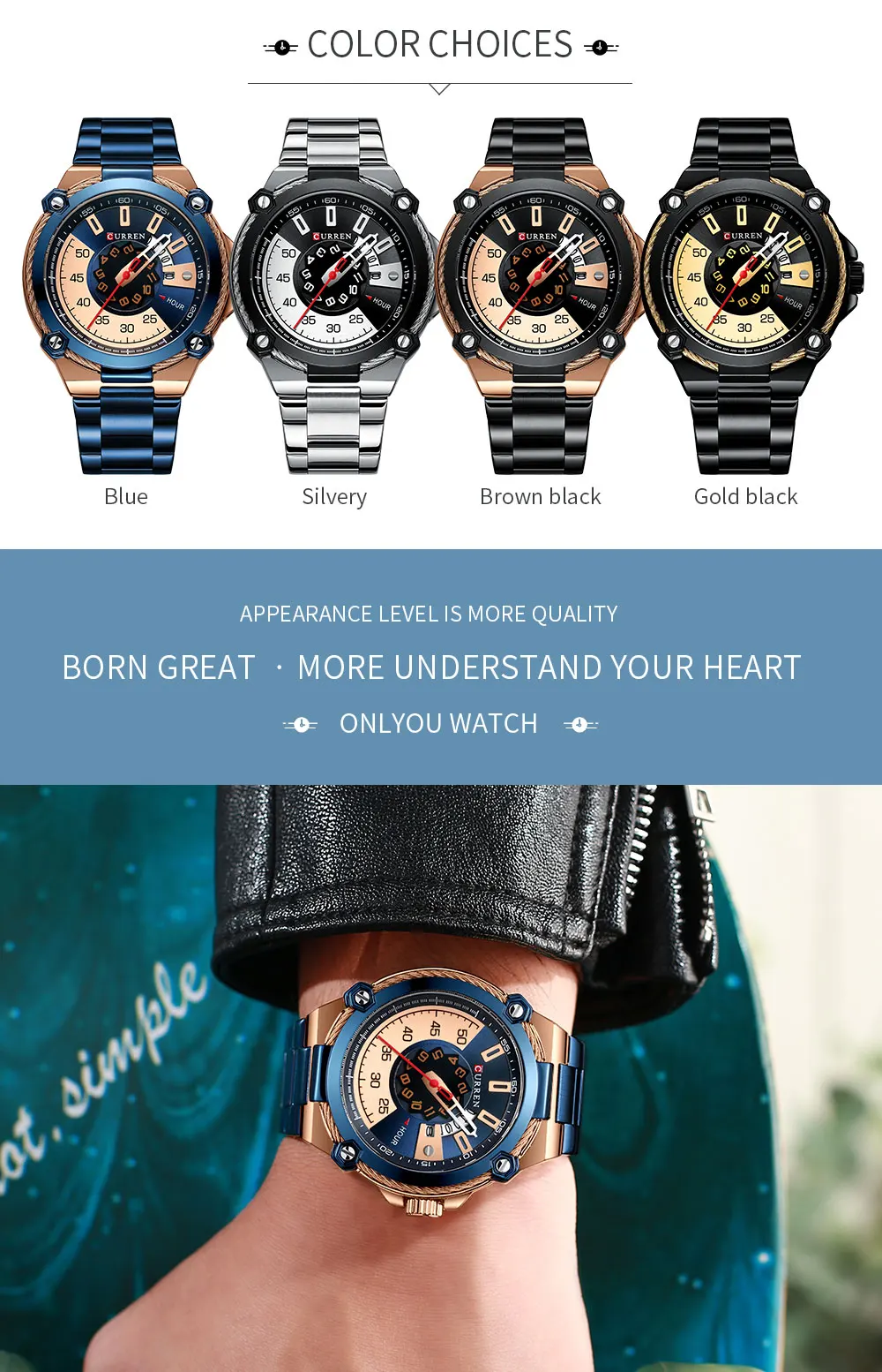 Новые дизайнерские часы CURREN, мужские кварцевые часы, мужские Модные наручные часы из нержавеющей стали с автоматической датой, повседневные часы 8345