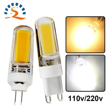 

G4 G9 LED Light Bulb 110v 220v COB Dimmable Lamp 9w warm white Crystal chandelier Spotlight replace bulb