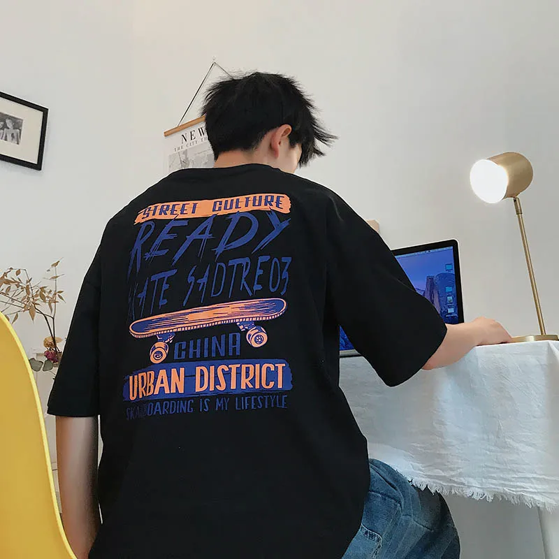 New Arrival Short sleeve Europe and America streetwear Loose Swish Creative hip hop t shirt All-match crew neck camiseta hombre