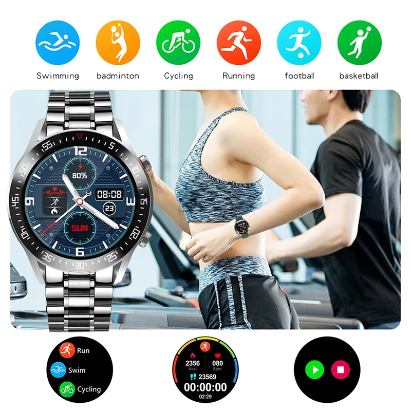 LIGE Smart Watch Men smartwatch LED Full Touch Screen For Android iOS Heart Rate Blood Pressure Monitor Waterproof Fitness Watch