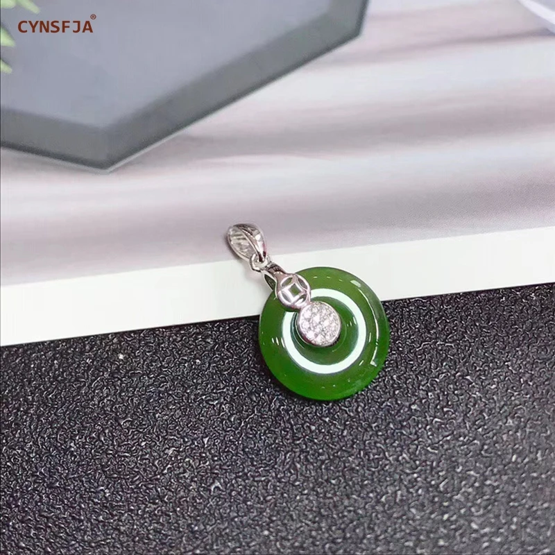 CYNSFJA Реал Certified(Hetian) нефрита Jade Jasper 925 пробы серебряные ювелирные изделия амулеты Будды зеленый нефритовый кулон лучшие подарки