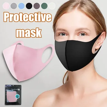

Health Cycling Anti-Dust Earloop Washable Cotton Mouth Face Mask Solid Color Fashion Mouth Respirator Men Women Black Masks