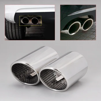 

2X Stainless Steel Finisher Feed Exhaust Tail Rear Muffler Tip Pipe Tailpipe for Q7 2006-2013