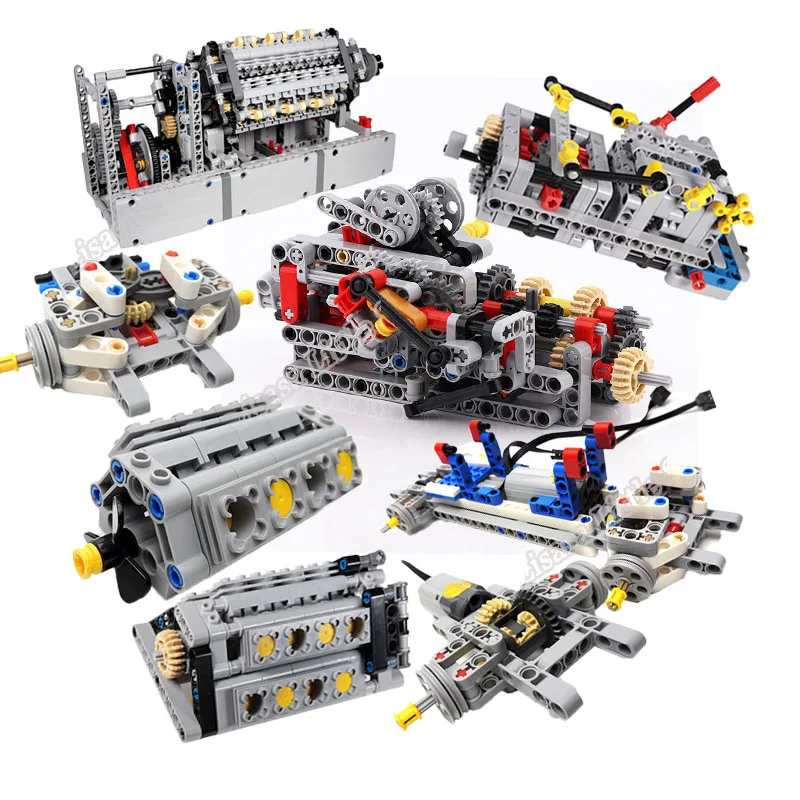 

New DIY Technic 8 Speed Sequential Gearbox Model V3 Engine Gearbox V8 W12 V16 Legoinglys Building Blocks Bricks Parts Toy
