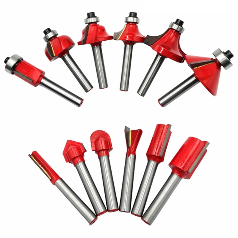 

12Pcs 6Mm Shank Router Bit Set Trimming Straight Corner Beading Bits for Wood Milling Cutter Carbide Cutting Woodwork Tool