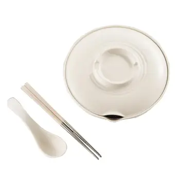 

Bamboo Fiber Japanese Style Instant Noodle Bowl with Lid Spoon Chopsticks Beige