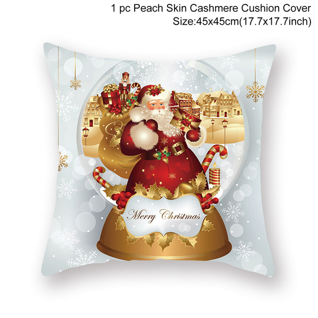 Cushion Cover Merry Christmas Decorations for Home 2021 Christmas Ornament Navidad Noel Xmas Gifts Happy New Year 2022