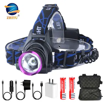 

ZHIYU T6 LED 18650 headlamp Powerful Flashlight headband light 3 modes led strobe lights torch rechargeable Head lamp camping
