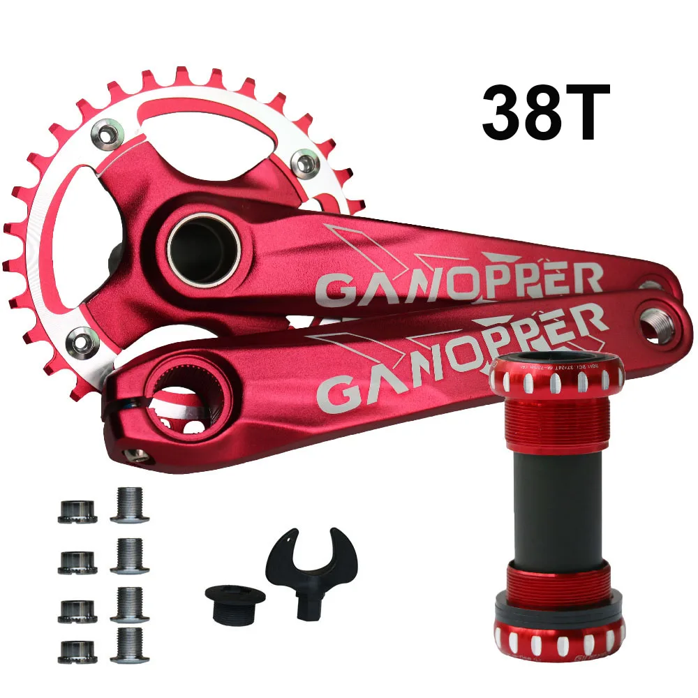 38T red crank Комплект Шатунов для шоссейного велосипеда из сплава алюминия 104BCD 104 мм, 9 S, 10 S, 11 S, 175 мм, набор звездочек для горного велосипеда Shimano SRAM - Цвет: 38T red crank