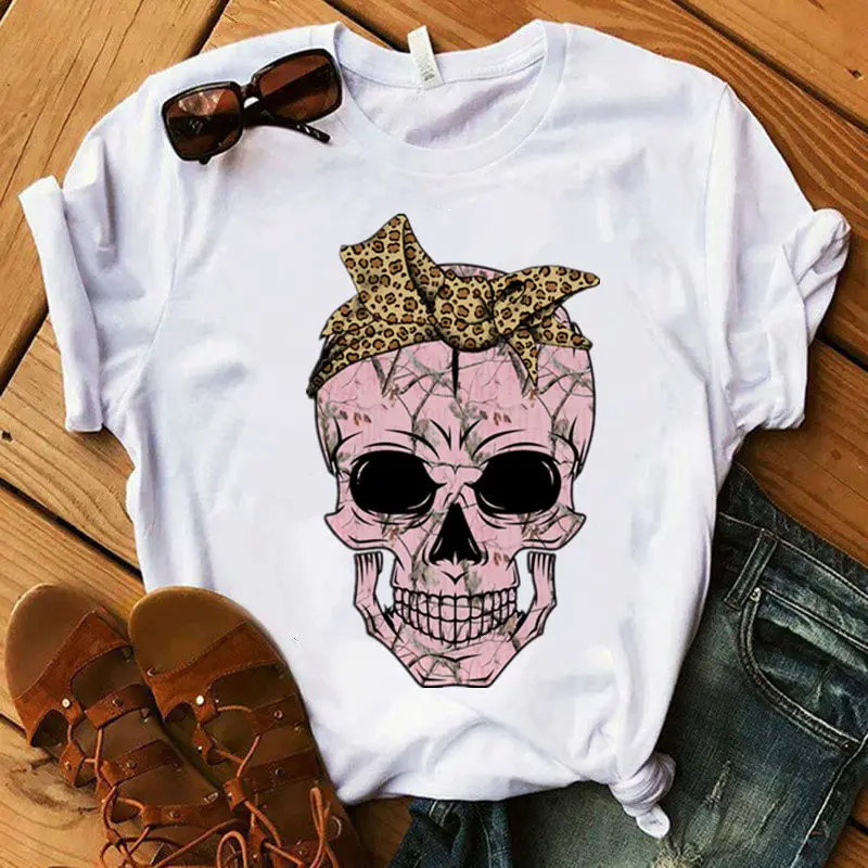 Women's T-shirt Harajuku Skull Deer Camouflage Burlap Turban T-shirt Clothes Short Sleeve Graphic T-shirt Tops in the Woods graphic tees Tees