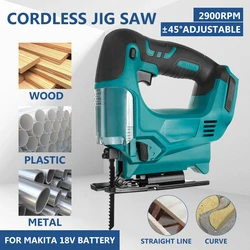 Scie sauteuse électrique sans fil 18V 65mm, scie sauteuse Portable, outil multifonction électrique adapté à la batterie Makita 