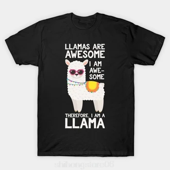 

men's Fashion Print t-shirt Llamas Are Awesome I Am Awesome Therefore I Am A Llama t-shirt Merry Christmas t-shirt