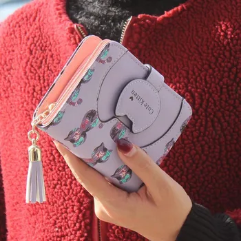 

Women Lady Mini Purse Wallets Storage Bag PU Tassel Zipper Durable For Coin Money Cards XIN-Shipping