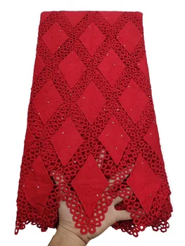 

STONES african lace fabric popular milk silk lace fabric 5yards pure colour water soluble lace fabric for dress F9OC102