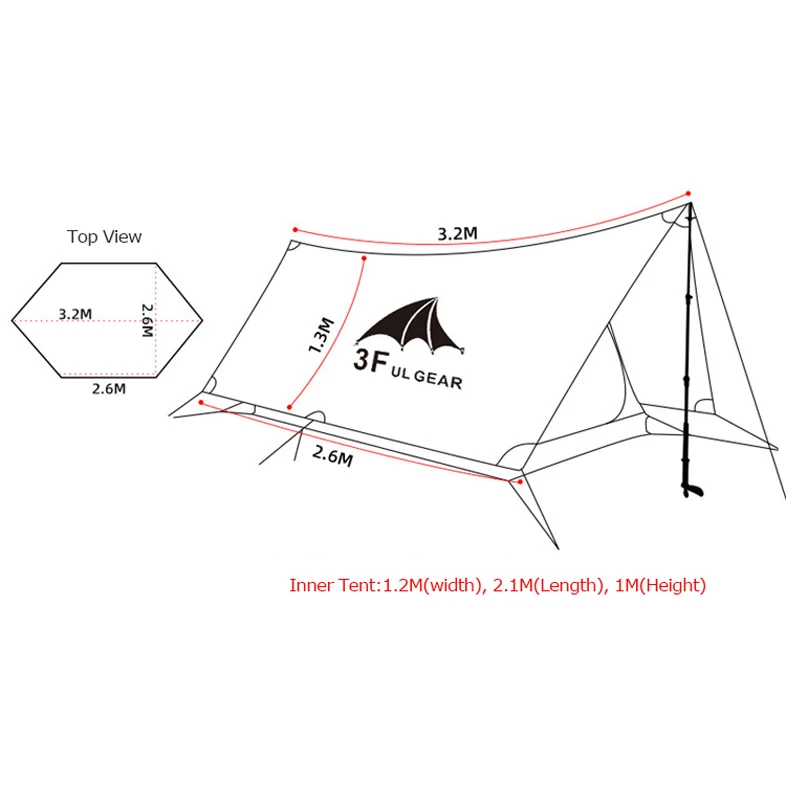 3F UL gear, вид на горы, ShanJing, 2, для мужчин, двойной человек, 20D, с силиконовым покрытием, нейлоновая палатка для кемпинга, для пеших прогулок, путешествий, альпинизма