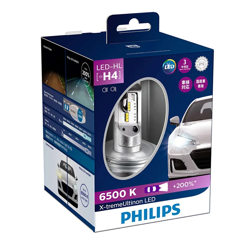 PHILIPS 12901HPX2 для H4 12 V-светодиодный(P43t) 6200K 23/23W X-treme Ultinon светодиодный яркий белый(к. уп. 2 шт.) 53863