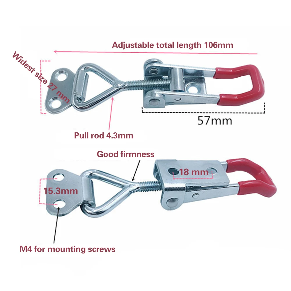 1Pcs Adjustable Toolbox Case Metal Toggle Latch Catch Clasp Quick Release Clamp Anti-Slip Push Pull Toggle Clamp Tool